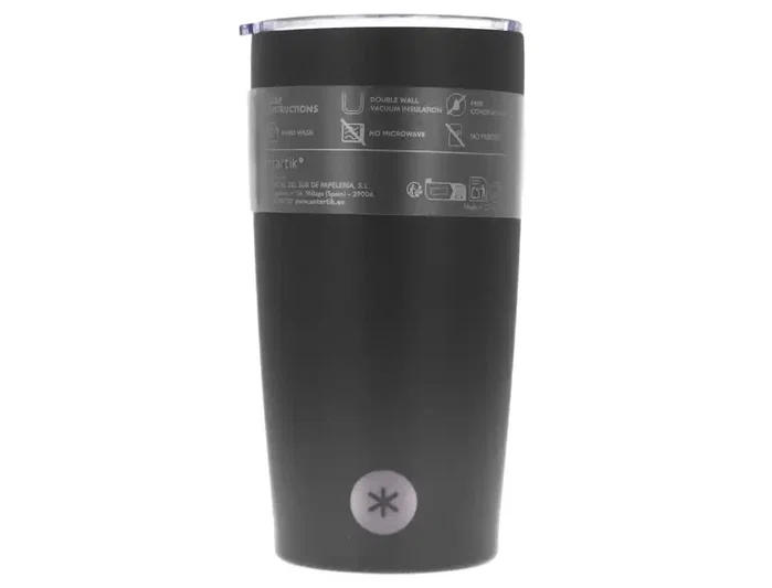 Antartik Vaso térmico Mono con tapa hermética, acero inoxidable, negro, 520 ml