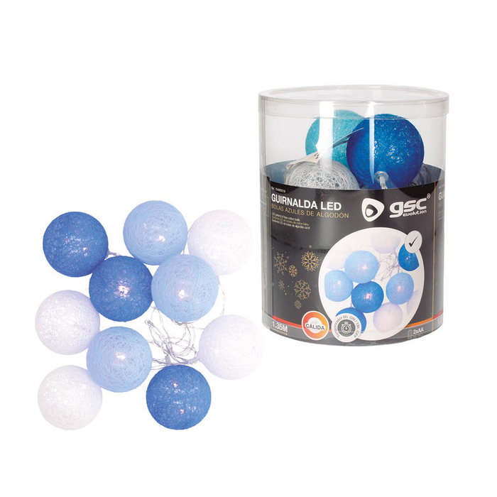 GSC Evolution Guirnalda LED de bolas de algodón azules, 1,35 m, Luz cálida GSC Evolution Guirnalda LED de bolas de algodón azules, 1,35 m, Luz cálida