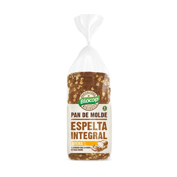 BIOCOP Pan de molde de espelta integral y avena con masa madre 400g