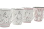 DKD Home Decor Tazas de Porcelana New Bone OSOS Rosa y Blanco, Pack de 12
