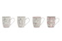 DKD Home Decor Tazas de Porcelana New Bone OSOS Rosa y Blanco, Pack de 12