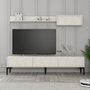 Hanah Home Lyon 3 Mueble de Salón Completo con Mueble TV, Estante y Mesa de Centro, Crema y Negro