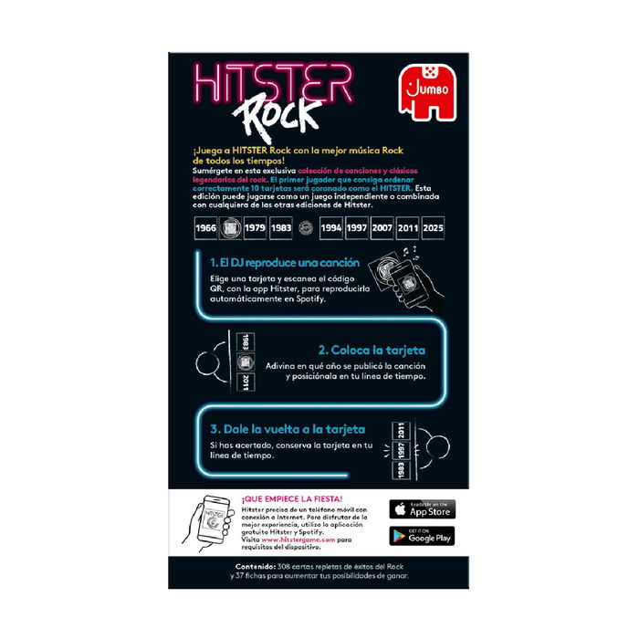 Diset 1110100855 Juego Hitster Rock, Juego de Mesa Musical para Ordenar Canciones Cronológicamente, Recomendado +16 Años