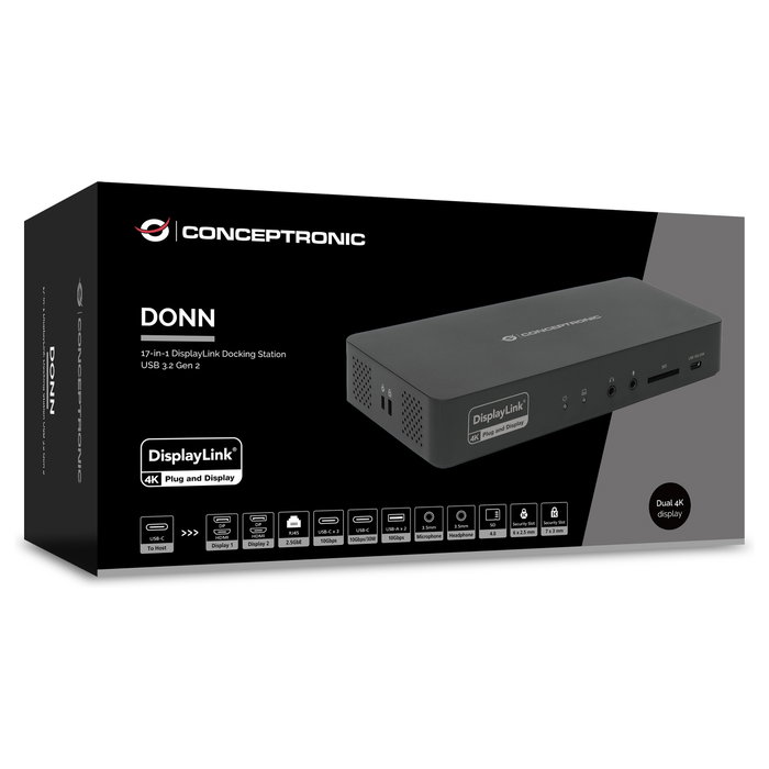 Conceptronic DONN31B Docking Station 17 en 1 USB-C Conceptronic DONN31B Docking Station 17 en 1 USB-C