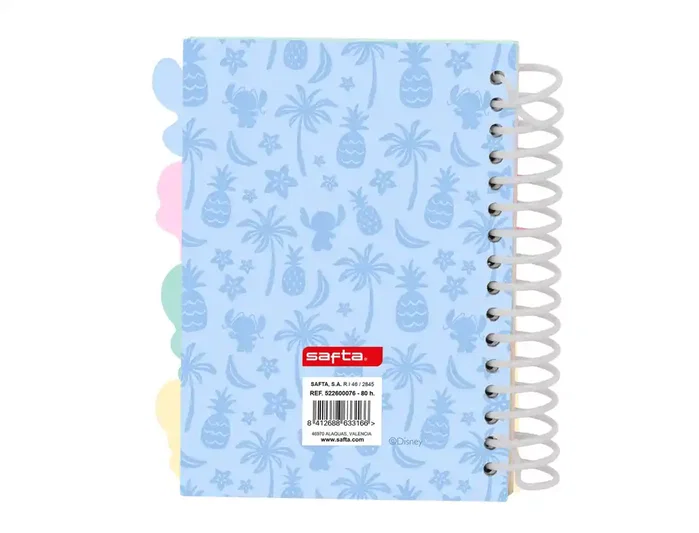Safta Bloc de Notas Stitch A6, Agenda o Cuaderno de Papelería, Colección Stitch, Dimensiones 148x105 mm
