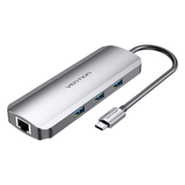 Vention Docking Station TOLHB con HDMI 4K, 3xUSB, USB-C PD, RJ45 y Lector de Tarjetas, Plata