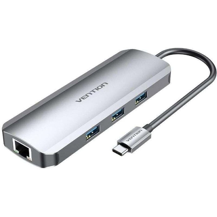 Vention Docking Station TOLHB con HDMI 4K, 3xUSB, USB-C PD, RJ45 y Lector de Tarjetas, Plata
