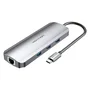 Vention TOLHB Docking USB Tipo-C 13 en 1 con 4K HDMI, 3xUSB 3.0, USB-C PD 100W, RJ45 Gigabit, Lector SD/MicroSD, Jack 3.5mm, Plata, Base para Portátil