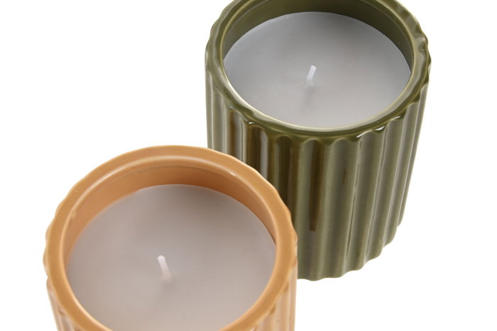 DKD Home Decor Vela Cera Parafina Ceramica Verde Mostaza 8 x 9 x 8 cm (6 Unidades) DKD Home Decor Vela Cera Parafina Ceramica Verde Mostaza 8 x 9 x 8 cm (6 Unidades)