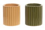 DKD Home Decor Vela Cera Parafina Ceramica Verde Mostaza 8 x 9 x 8 cm (6 Unidades)