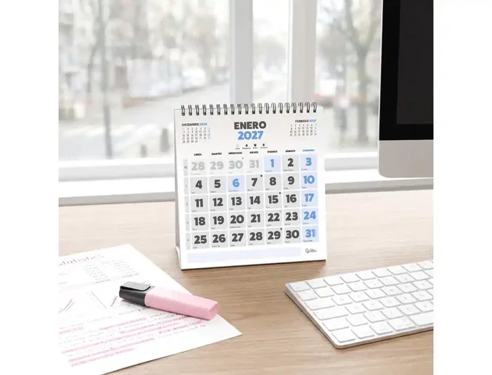 Liderpapel Calendario de sobremesa espiral triangular serie clásico 2027