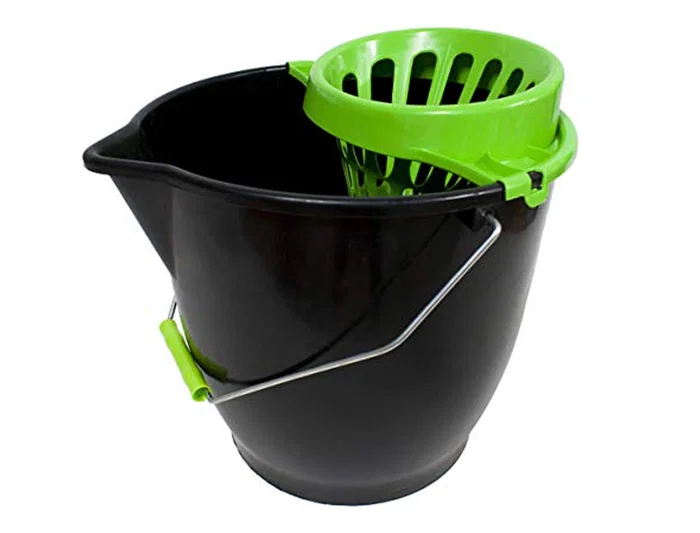 Blanca Cubo de Fregona con Escurridor Circular 13L Azul con Asa Metálica