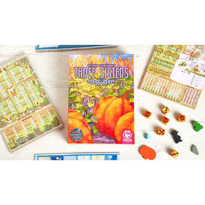 Tranjis Games Juego de Mesa Three Sisters - Roll & Write de Estrategia Agrícola para 2+ Jugadores, Cultiva Maíz, Calabazas y Judías