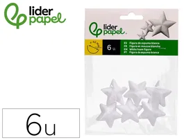 Liderpapel Figura Estrella Manualidades Espuma Blanca 4 cm Bolsa 6 Unidades