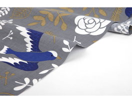Dailylike Tela algodón blue bird diseño animales espesor 30C 1,60m x 3m