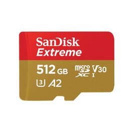 SanDisk CARD 512GB Sandisk Extreme MicroSDHC 190MB/s +Adaptador SD - MicroSDHC UHS-I Clase 10, U3, V30, A1, Resistente a Agua, Golpes y Rayos X, Lectura 190 MB/s