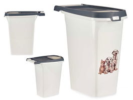 Mascow Cubo Dispensador Comida Plástico 10L con Doble Apertura - Dimensiones: 20.5 x 36 x 37 cm (Set de 8)