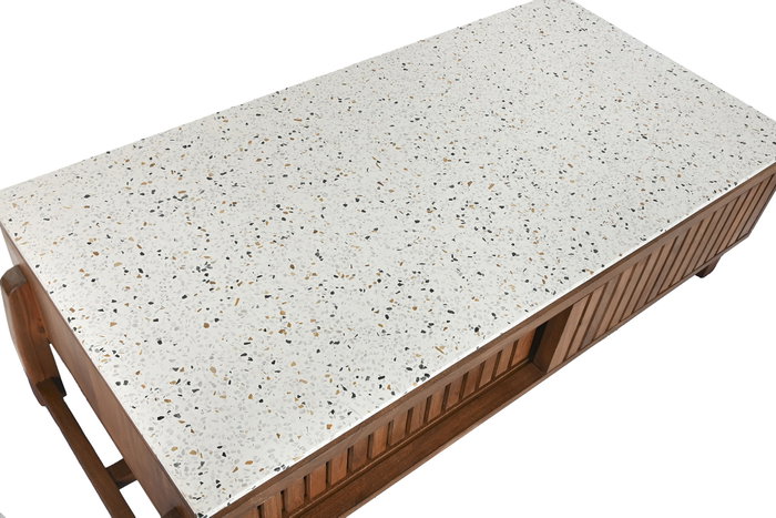DKD Home Decor Mesa de Centro de Acacia y Terrazo