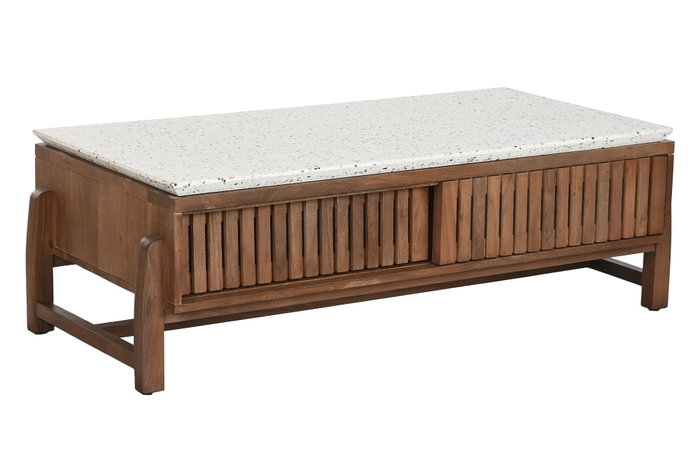 DKD Home Decor Mesa de Centro de Acacia y Terrazo