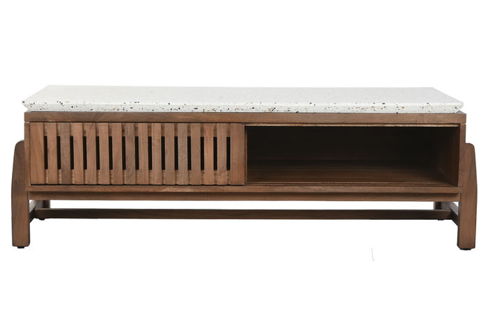 DKD Home Decor Mesa de Centro de Acacia y Terrazo