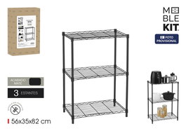 Inde Estantería Metálica Negra de 3 Niveles 56x35x82 cm (2 Unidades)