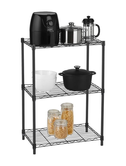 Inde Estantería Metálica Negra de 3 Niveles 56x35x82 cm (2 Unidades)