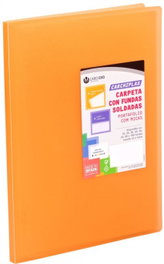 CARCHIVO Carpeta Carchiplas con 40 fundas soldadas A4 tapa flexible naranja