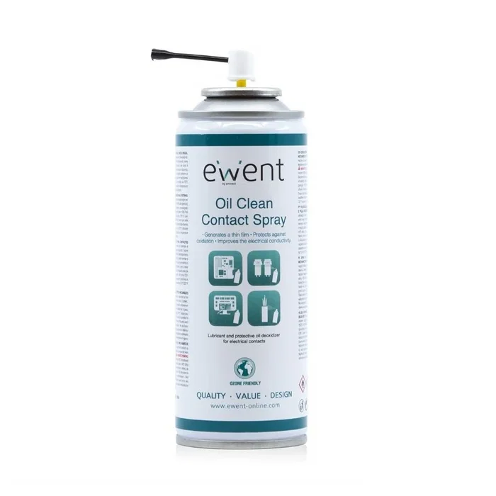 Ewent EW5615 Spray Limpiador de Contactos Electrónicos y PC - Bote de 200 ml para Limpieza de Equipos