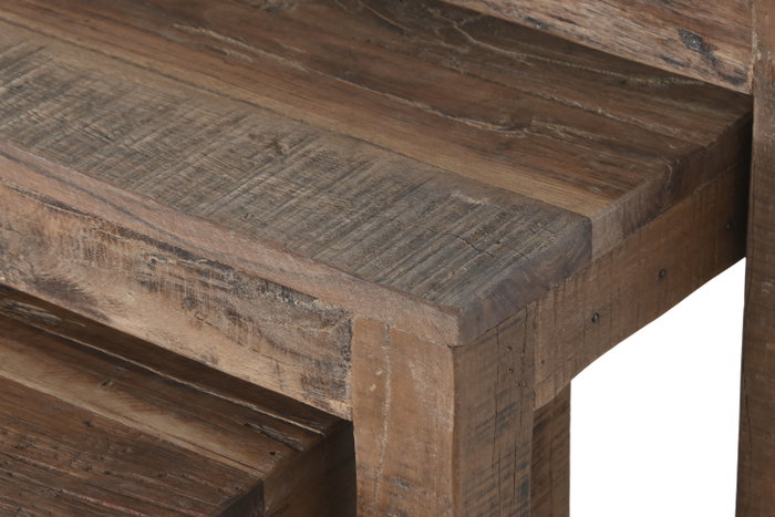 DKD Home Decor Set de 9 piezas de Consolas y Mesitas en Madera Reciclada Natural