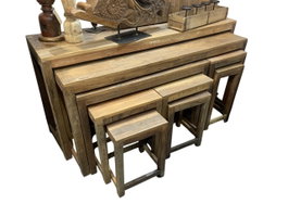 DKD Home Decor Set de 9 piezas de Consolas y Mesitas en Madera Reciclada Natural