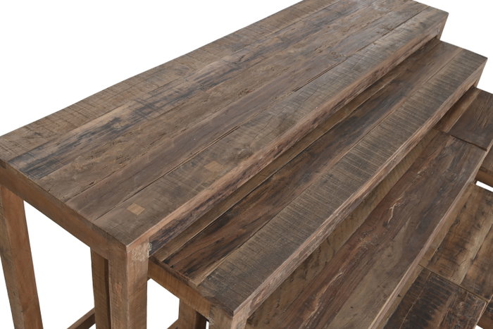 DKD Home Decor Set de 9 piezas de Consolas y Mesitas en Madera Reciclada Natural