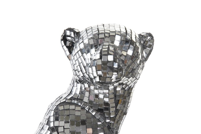 DKD Home Decor Figura de Leopardo con Acabado Espejo Plateado