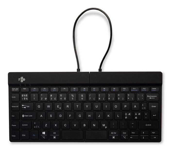 R-Go Tools Teclado ergonómico dividido R-Go Split Break con software de pausa, QWERTY (NORDIC), Bluetooth, negro