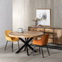 Mesa Comedor Natural-Negro Madera-Hierro 140 X 140 X 77 cm