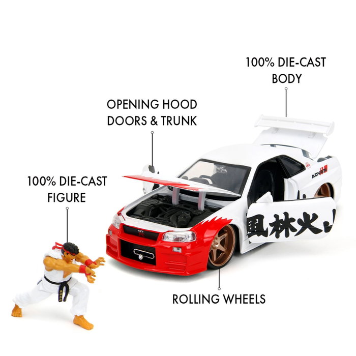 Jada Street Fighter Ryu 1:24 Nissan Skyline GT-R