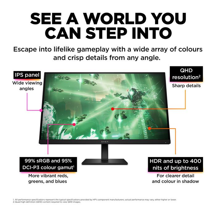 HP OMEN 27q Monitor Gaming 27 pulgadas QHD 165 Hz