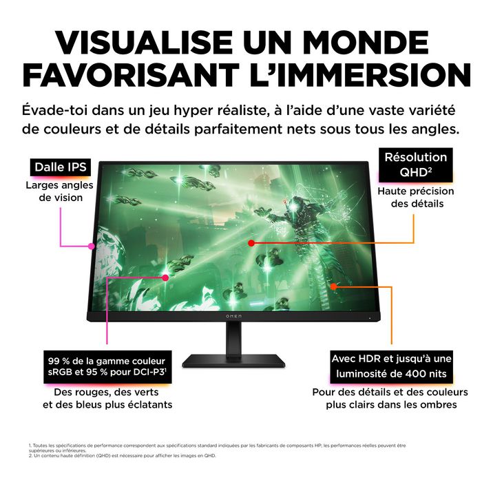 HP OMEN 27q Monitor Gaming 27 pulgadas QHD 165 Hz