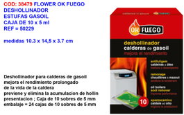 Flower Okfuego Deshollinador Líquido para Estufa de Gasoil, 10x5ml