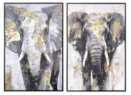 DKD Home Decor Cuadro Lienzo Elefante Surtido de 2 Unidades