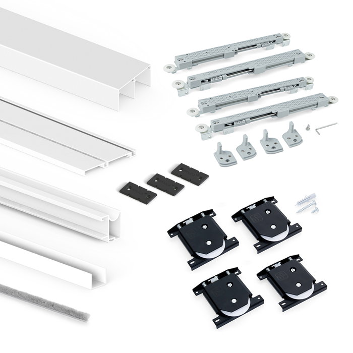 Emuca Kit de herrajes Placard 74 para armario de 2 puertas correderas, perfil Wave, blanco