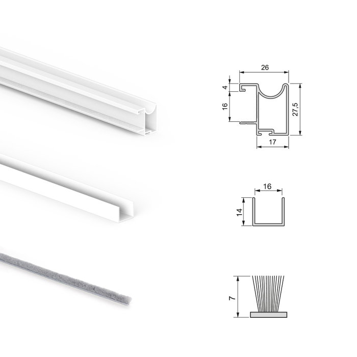 Emuca Kit de herrajes Placard 74 para armario de 2 puertas correderas, perfil Wave, blanco