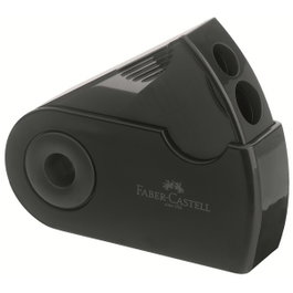 Faber-Castell Pack de 12 sacapuntas con doble funda y depósito negro