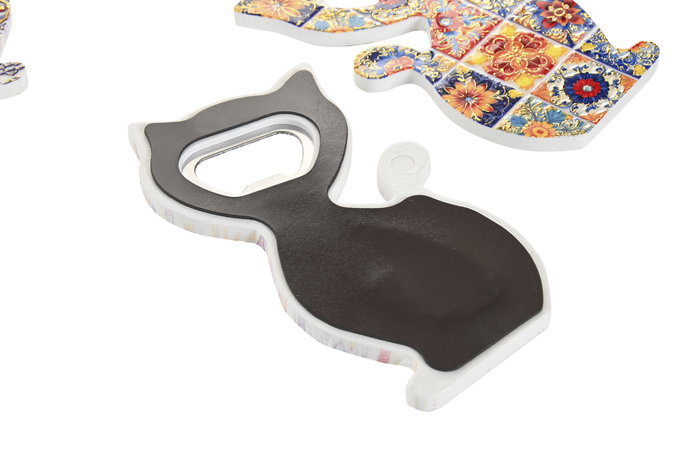 DKD Home Decor Imán Resina Inox Gato Surtido 12 Unidades