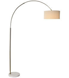 DKD Home Decor Lámpara de Pie de Lino y Mármol Dorado y Blanco 126x40x193 cm