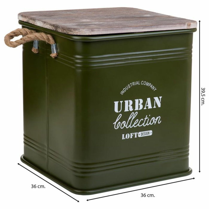 Taburete Alexandra House Living Verde Metal Cuerda Madera de abeto 36 x 36 x 39 cm Taburete Alexandra House Living Verde Metal Cuerda Madera de abeto 36 x 36 x 39 cm