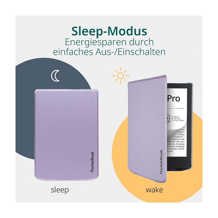 PocketBook Funda SH-TR-634-LPL-WW Folio Transparente Lavanda de Microfibra y Cuero PU para eReader Verse, Verse Lite, Verse Pro