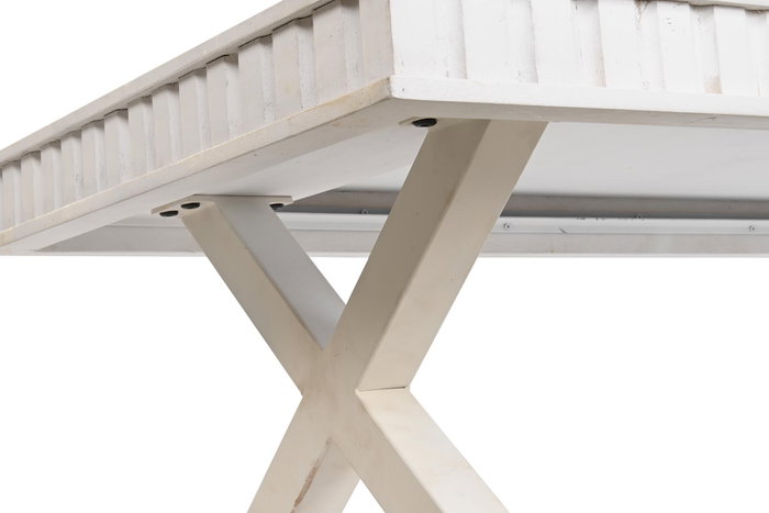 DKD Home Decor Mesa de Centro de Mango y Metal Blanco