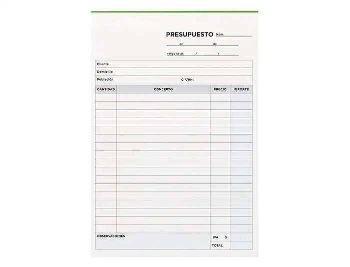 Liderpapel Talonario de presupuesto cuarto original y copia T230 Liderpapel Talonario de presupuesto cuarto original y copia T230