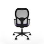 Silla de oficina Jorquera con mecanismo Sincro tapizada con Tela color Lila y malla color Blanco. Equipada con lumbar 1D, Brazos 1D y Ruedas 65mm nailon