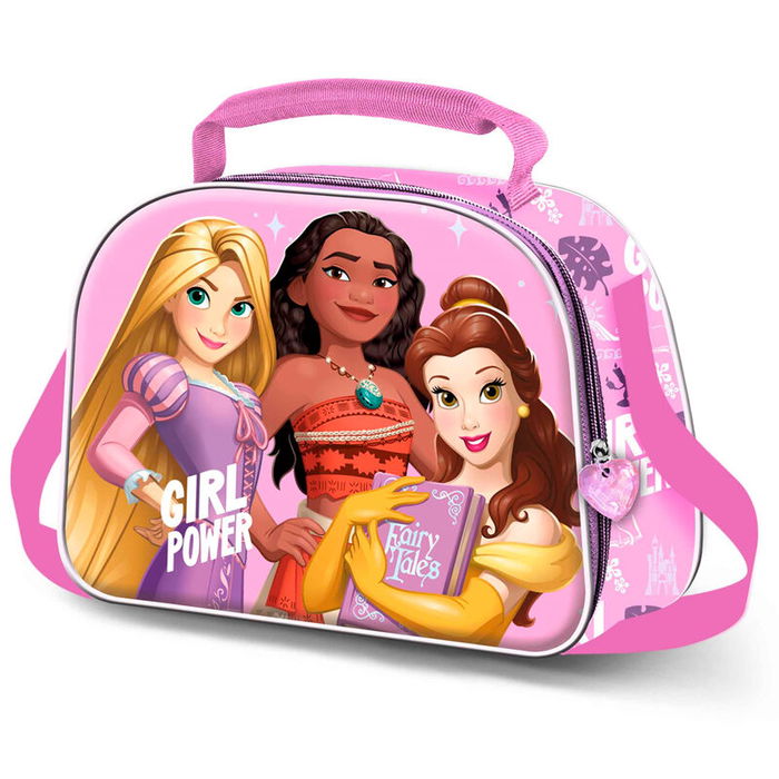 Disney Princesas Bolsa Portamerienda 3D Lila Infantil con Forro Isotérmico y Asa Bandolera Ajustable